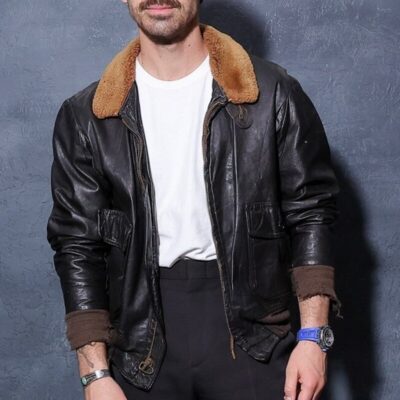 Joe Jonas Black Leather Jacket